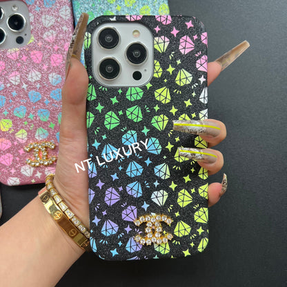 Custodia CC per iPhone con design a diamante