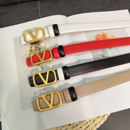 Ceinture Femme en Cuir Brillant à Logo Métallique