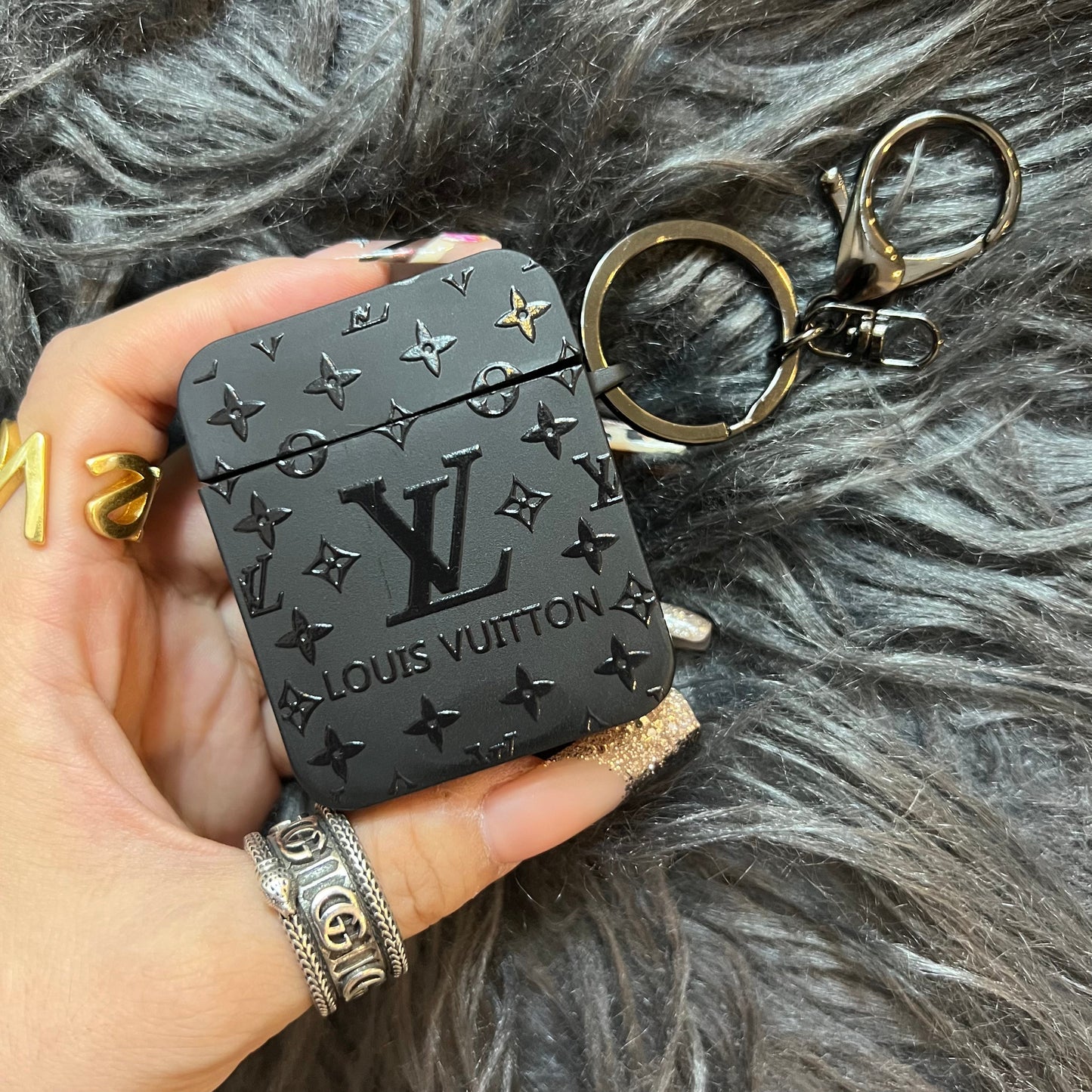 Black Trendy Airpods Case ( Big Love)