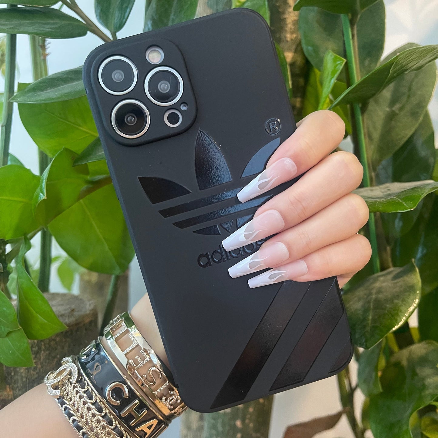 Black Trendy Phone Case ( Leaf )