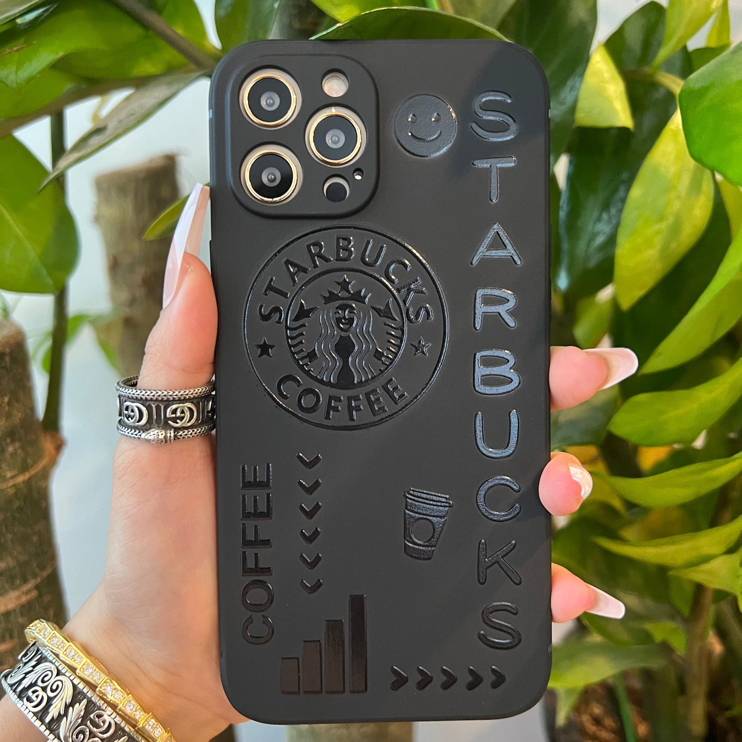 Black Trendy Phone Case (Star Smile)