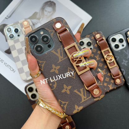 Funda para iPhone con diseño floral y correa para la cintura