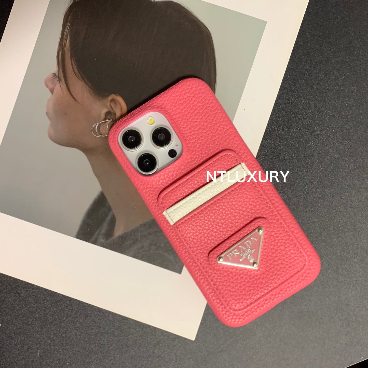 Litchi Pattern Phone Case with Pocket for iPhone