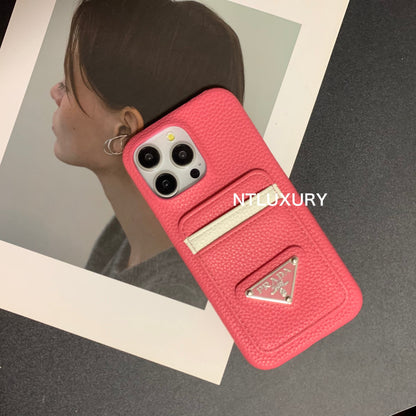 Cover per telefono con motivo litchi e tasca per iPhone
