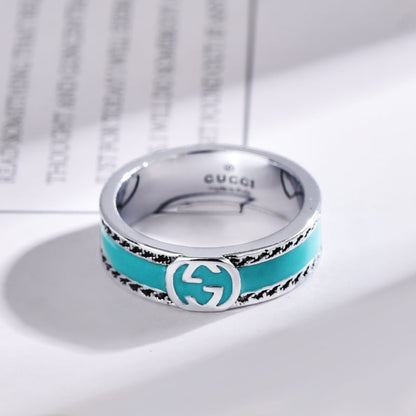 Anillo de esmalte azul