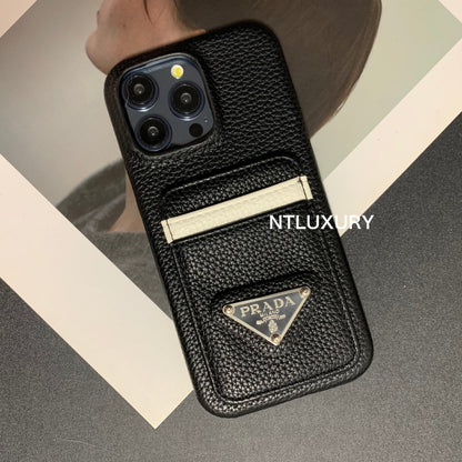 Cover per telefono con motivo litchi e tasca per iPhone