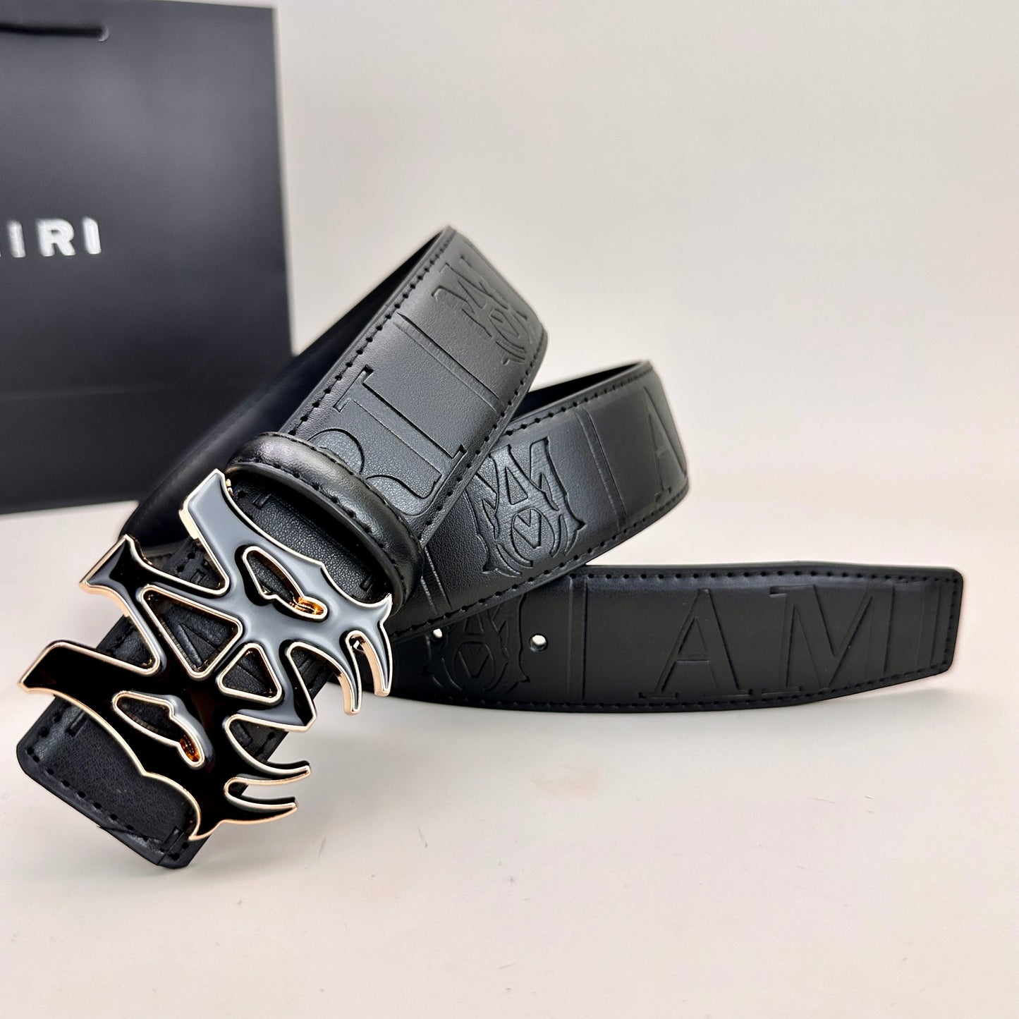 Classic AM Belt (Black & Gold Buckle)