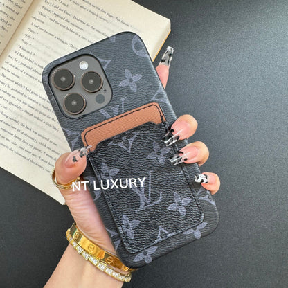 Étui de téléphone vintage motif floral avec portefeuille
