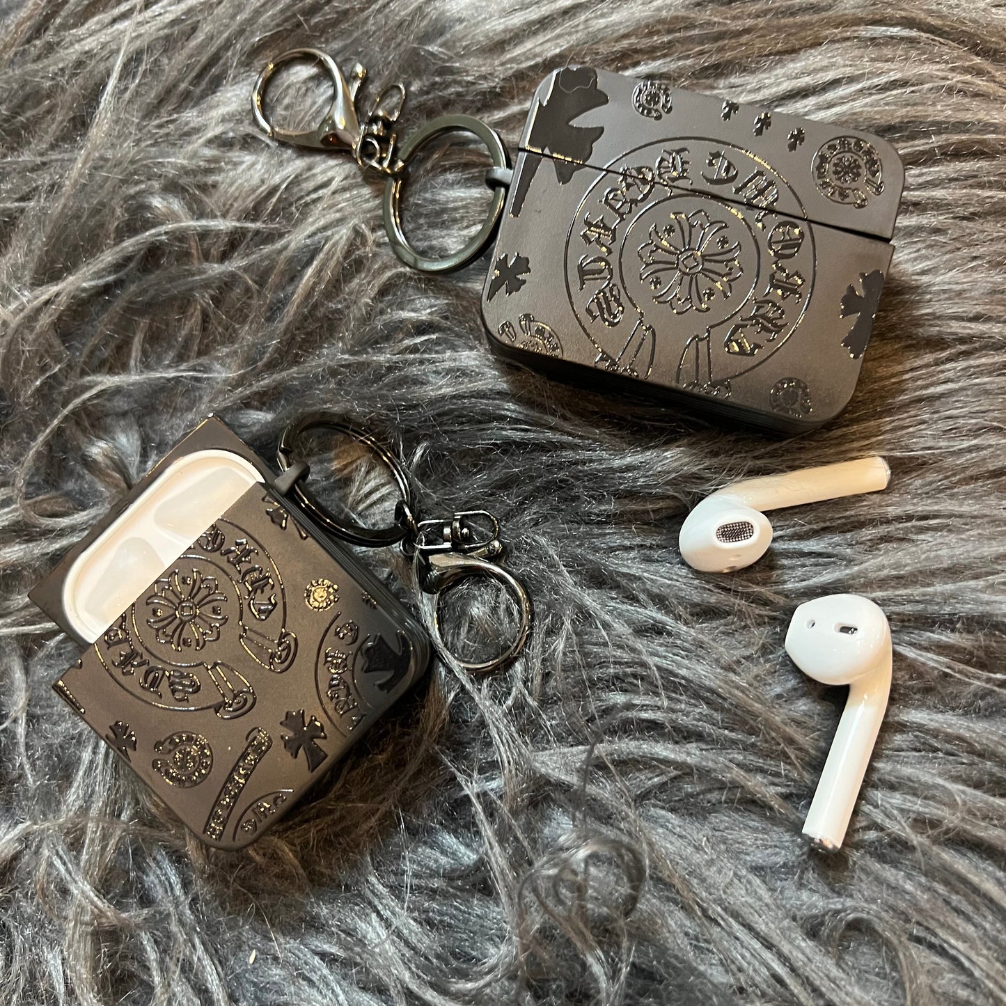 Black Trendy Airpods Case ( Heart Fun )