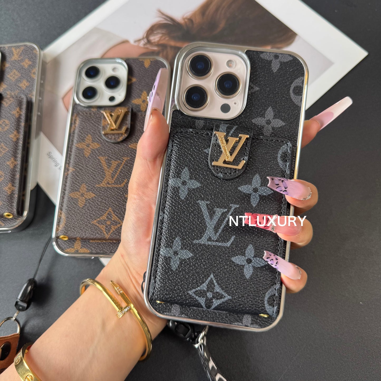 Silver Side Love Design For iPhone with Rope