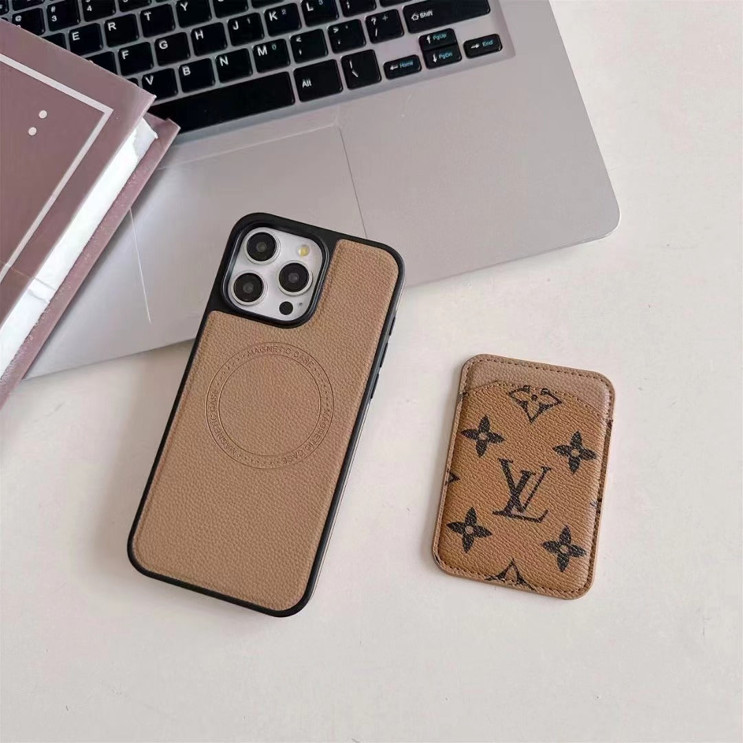 Magsafe Card Pocket Design Phone Case (Yellow Love)