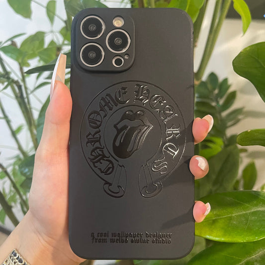 Black Trendy Phone Case (Heart & Lip)
