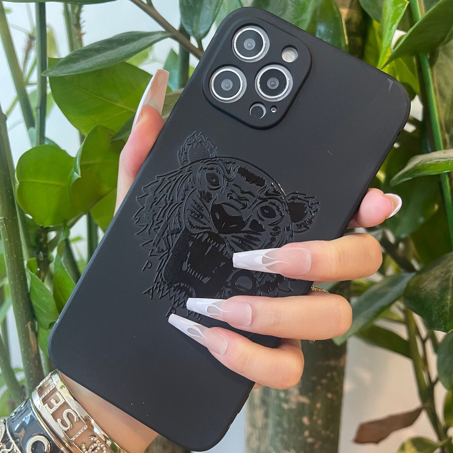 Black Trendy Phone Case ( Tiger )