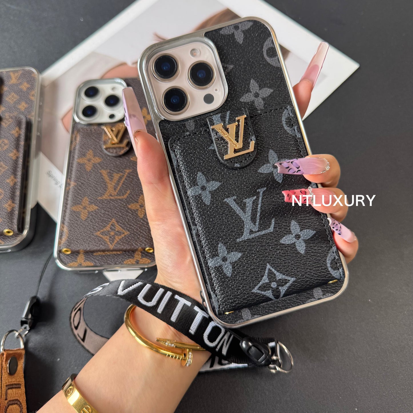 Silver Side Love Design For iPhone with Rope