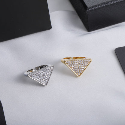 Anillo Abierto de Moda con Triángulo de Diamantes
