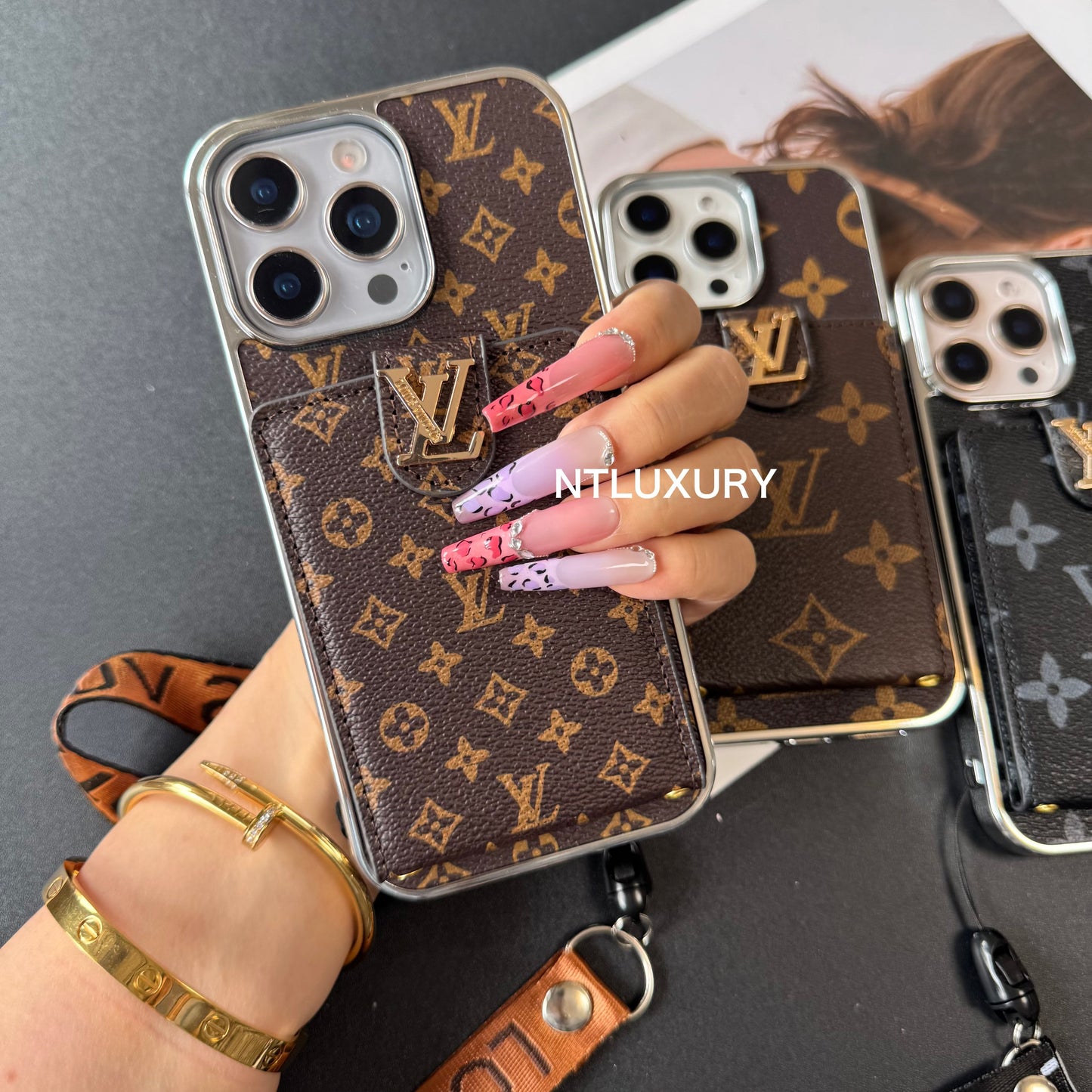 Silver Side Love Design For iPhone with Rope