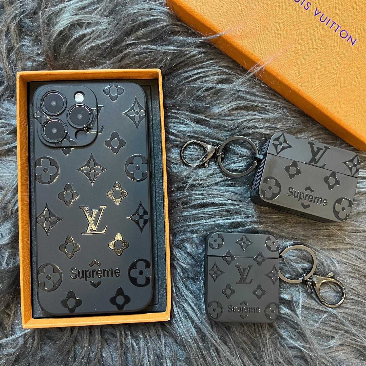 Black Trendy Airpods Case ( Full M Love)