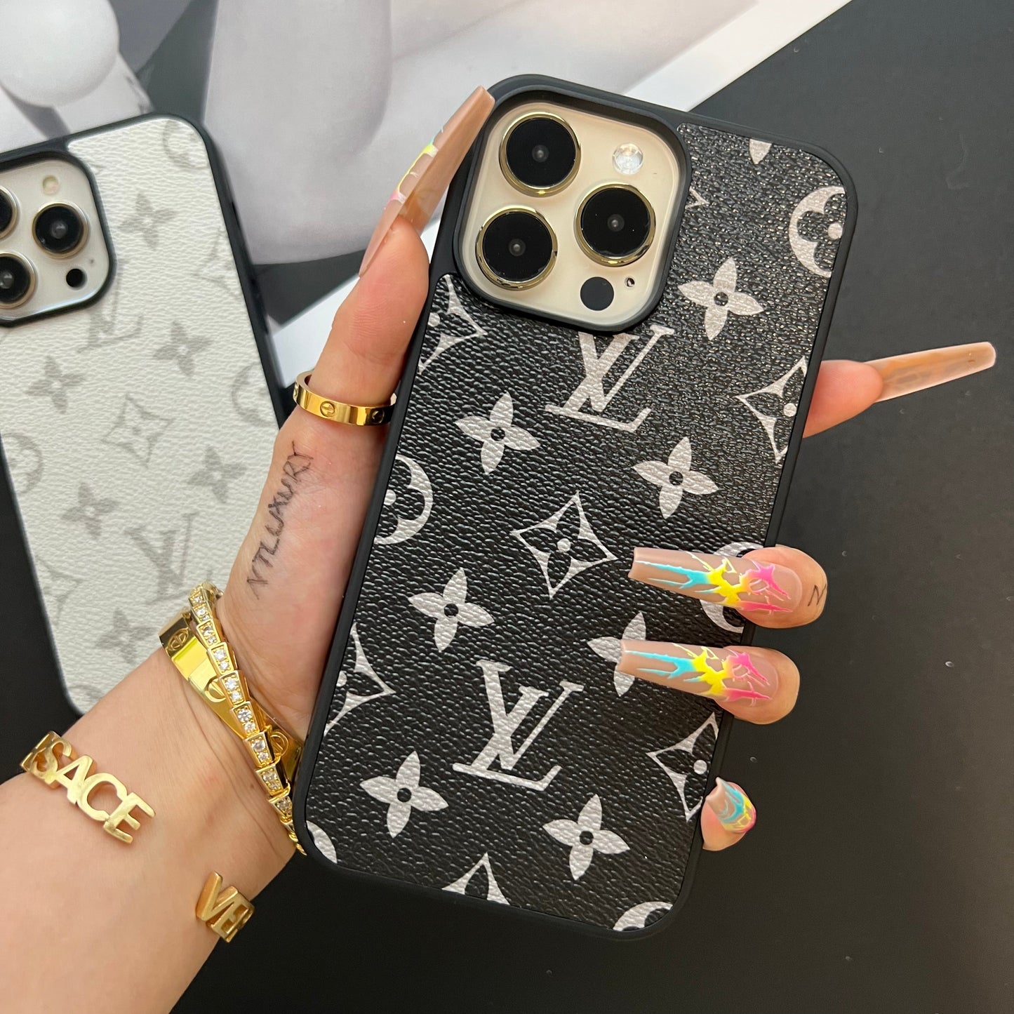 Traditional Colorful Design iPhone Case (Black & White)