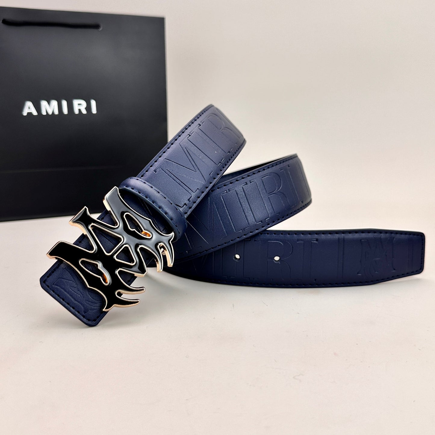 Classic AM Belt (Black & Gold Buckle)
