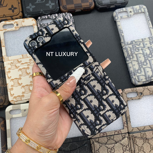 Vintage Floral Case For Z-Flip Series with Pocket (Black Dove)