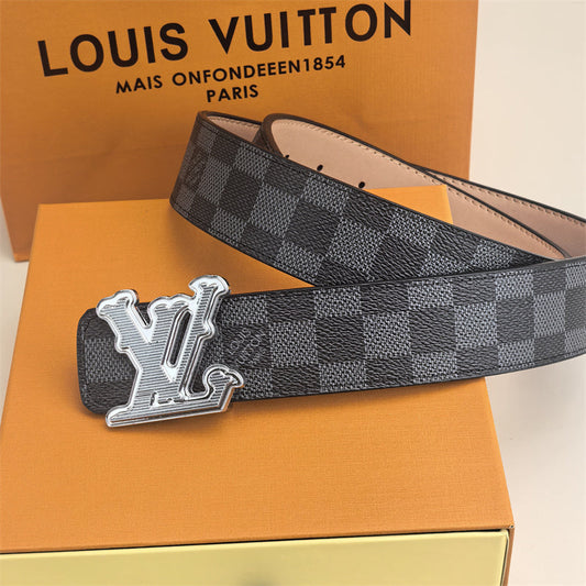 Horizontal Textured Buckle Belt (Black Latticed)
