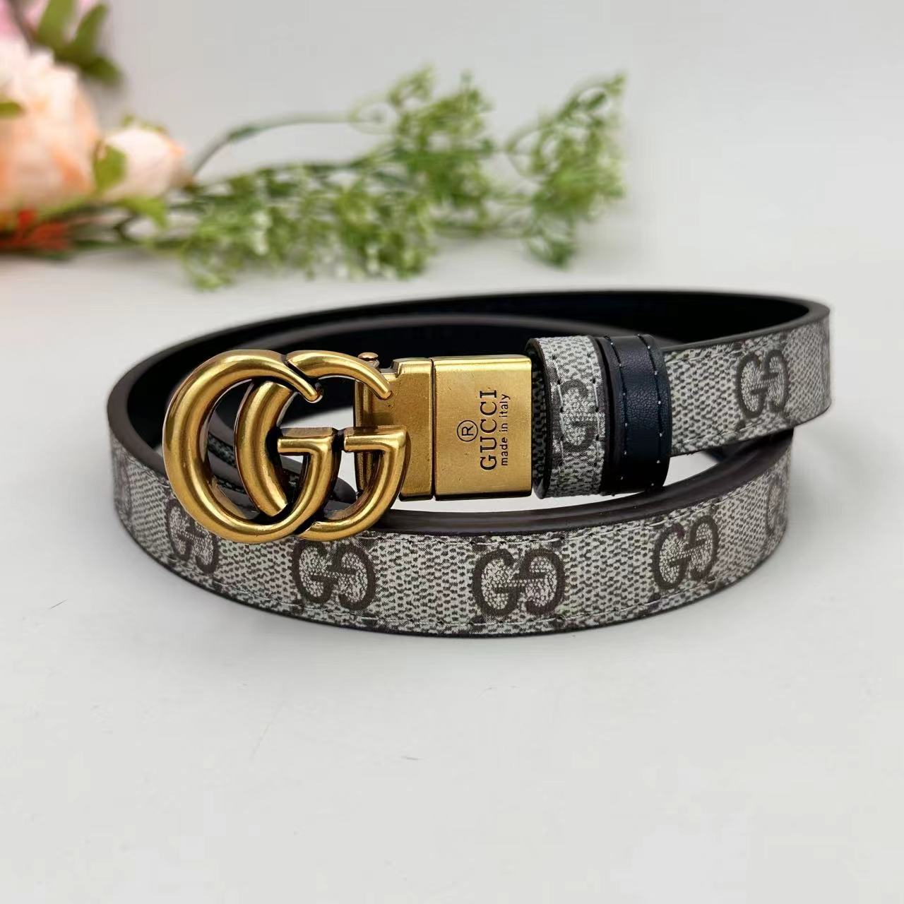 Floral Design Good Belt (Brown)