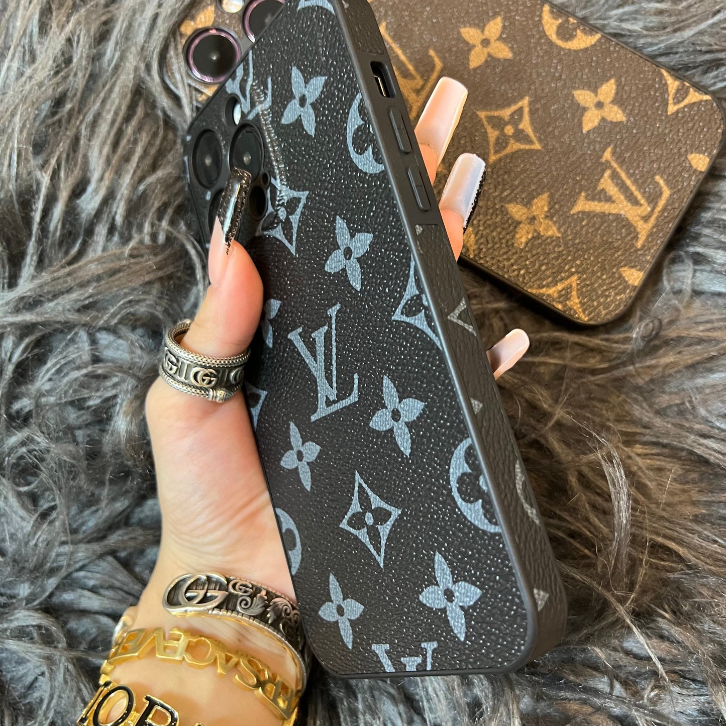 Black Love Phone Case With Camera Protection