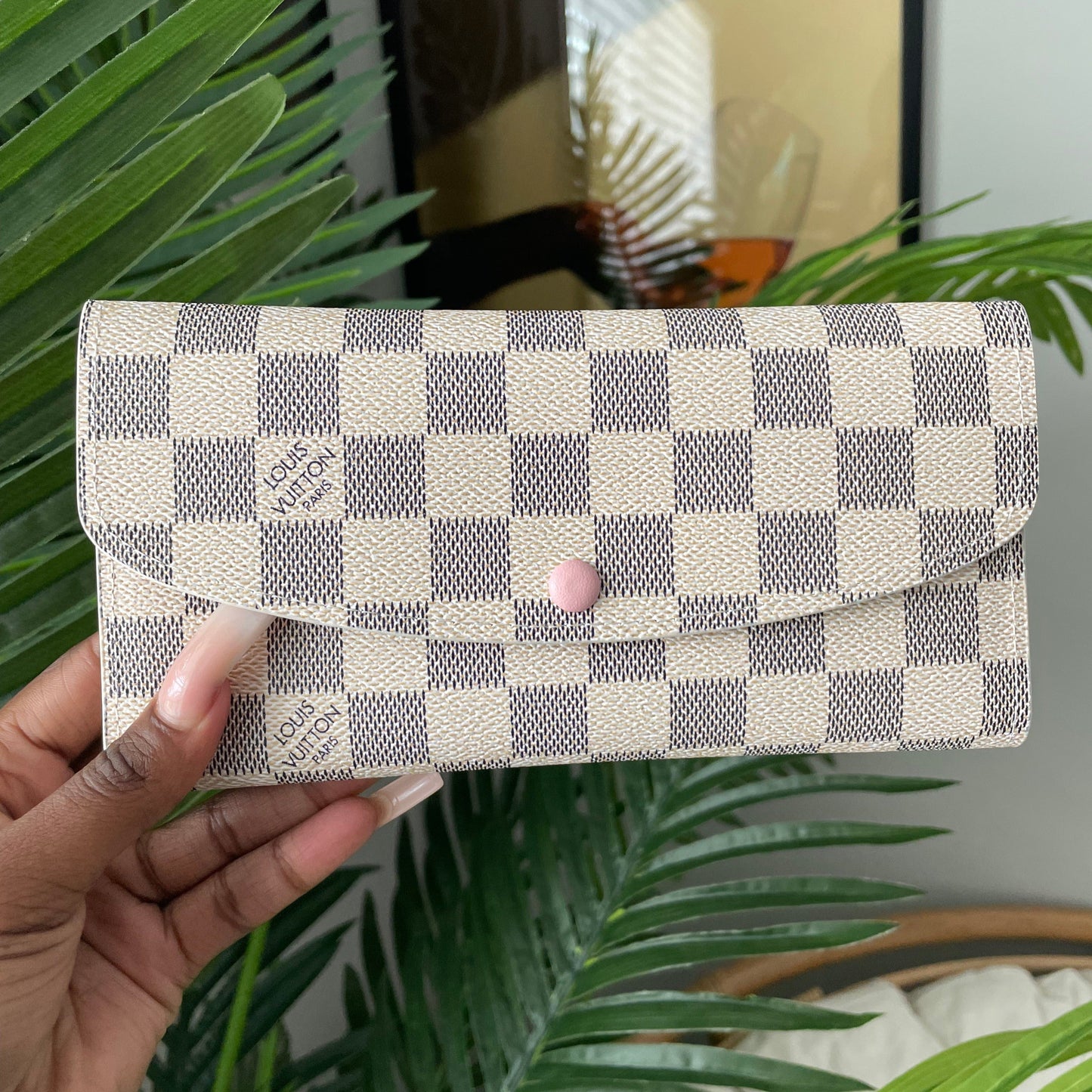 Long White/Pink Checkered Wallet *comes with box*