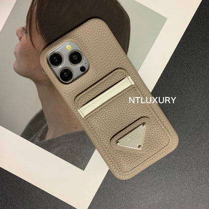 Cover per telefono con motivo litchi e tasca per iPhone
