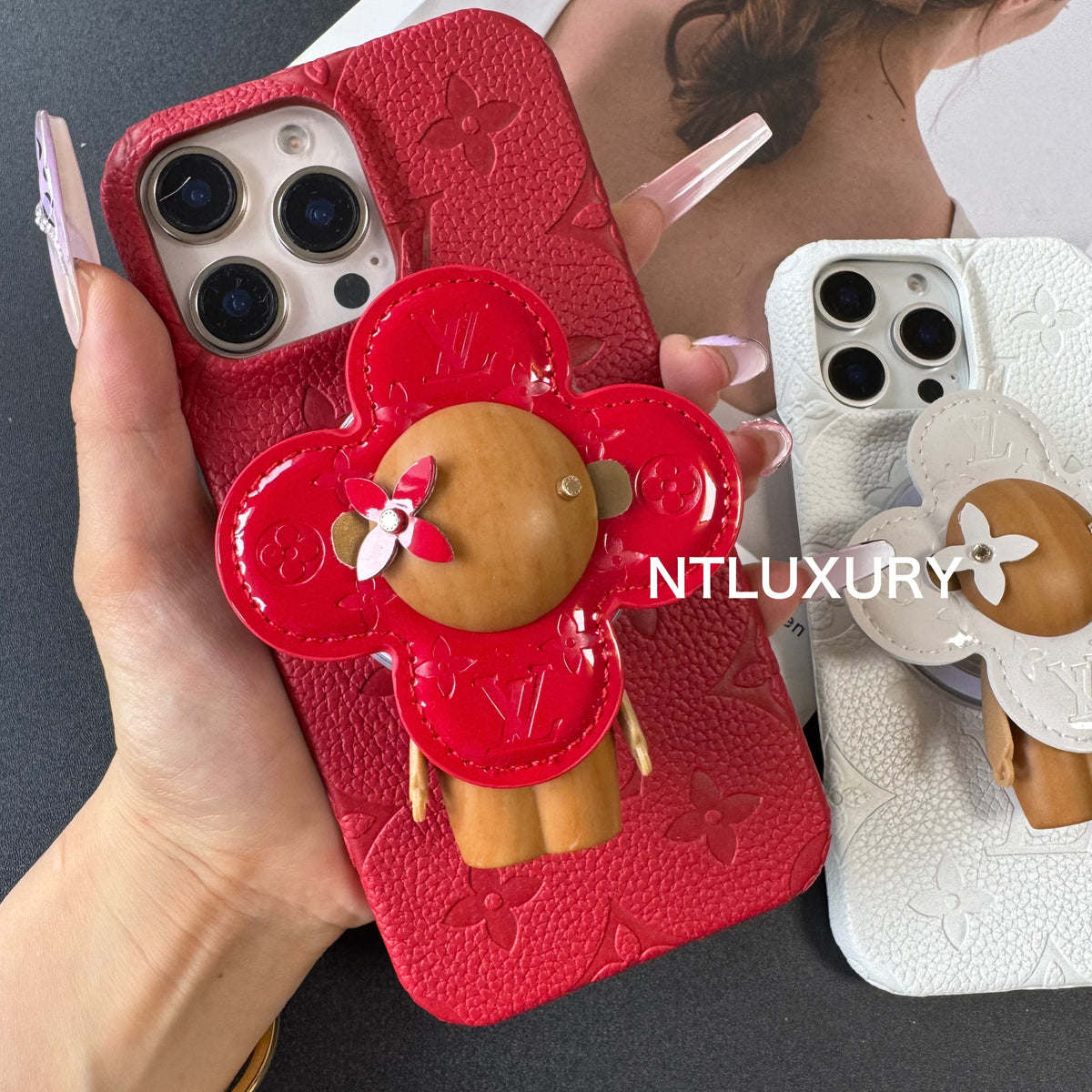 Weißes und rotes Liebes-Design für iPhone mit MagSafe-Halterung