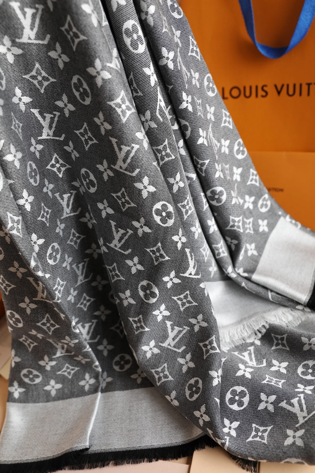 Grey Love Square Silk Scarf