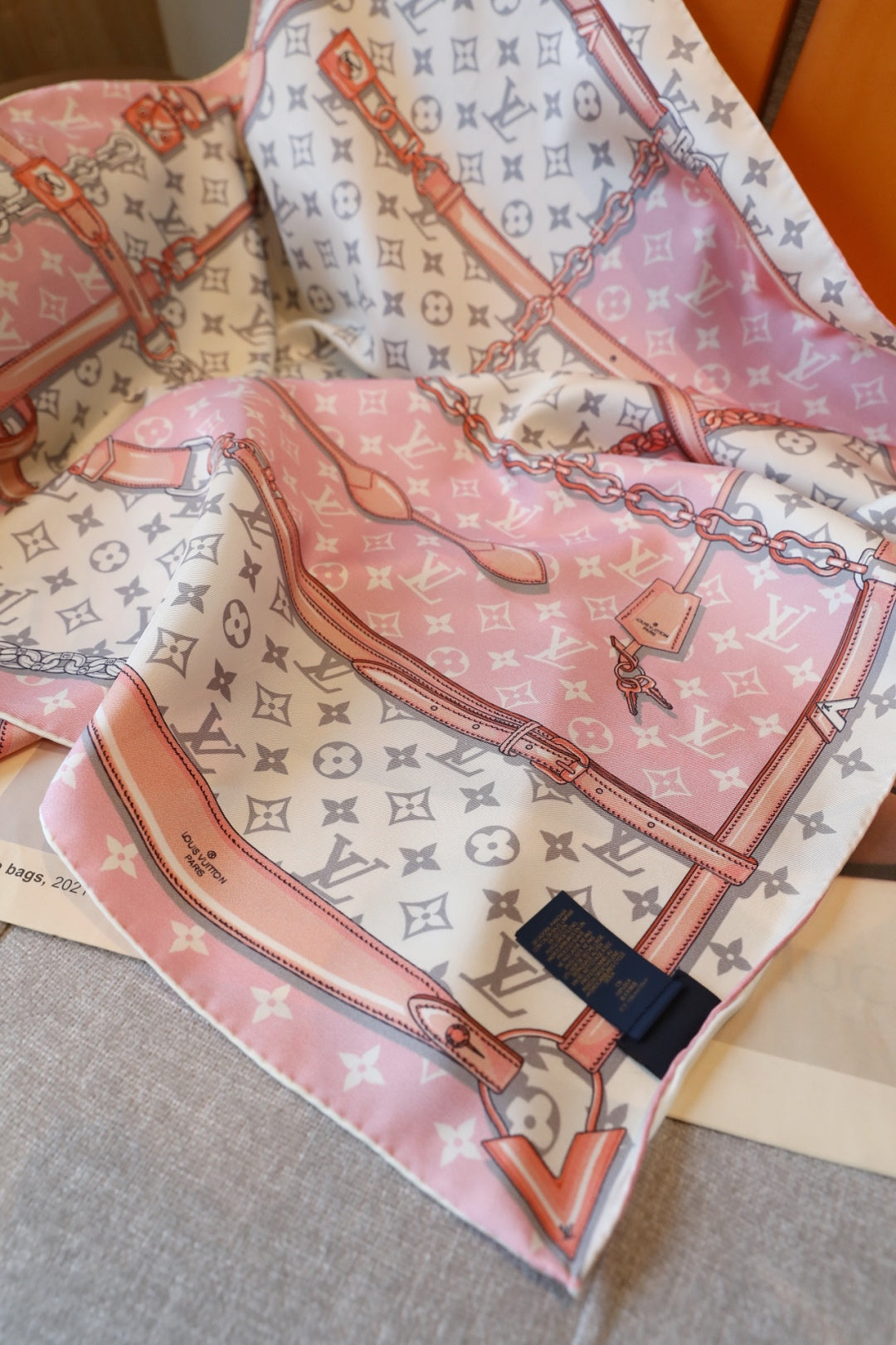 Pink Love Square Silk Scarf