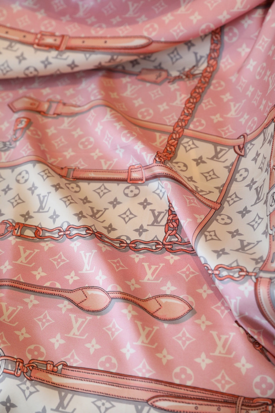 Pink Love Square Silk Scarf