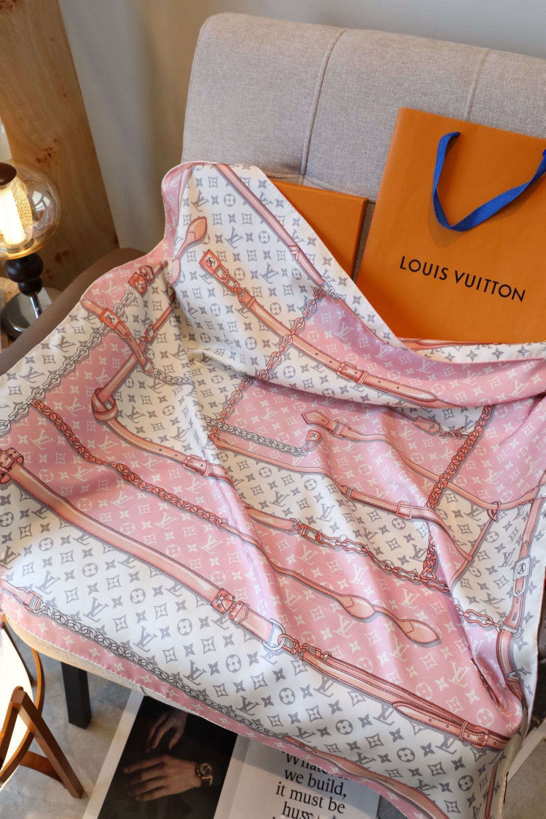 Pink Love Square Silk Scarf