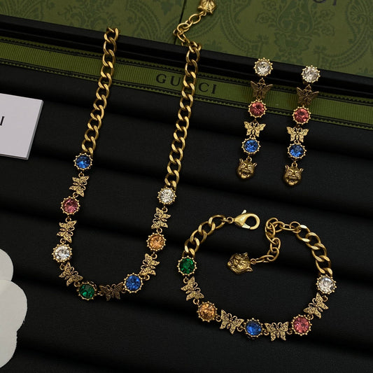 Vintage Colorful Good Design 3 Set (Earring+Bracelet +Necklace)
