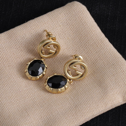 Set elegante di bracciale, orecchini e collana di buona qualità (nero)