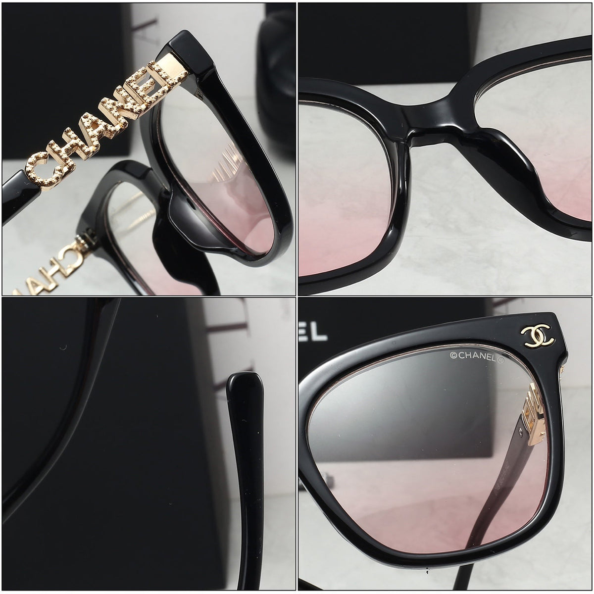CC Design Letter Side Shiny Sunglasses