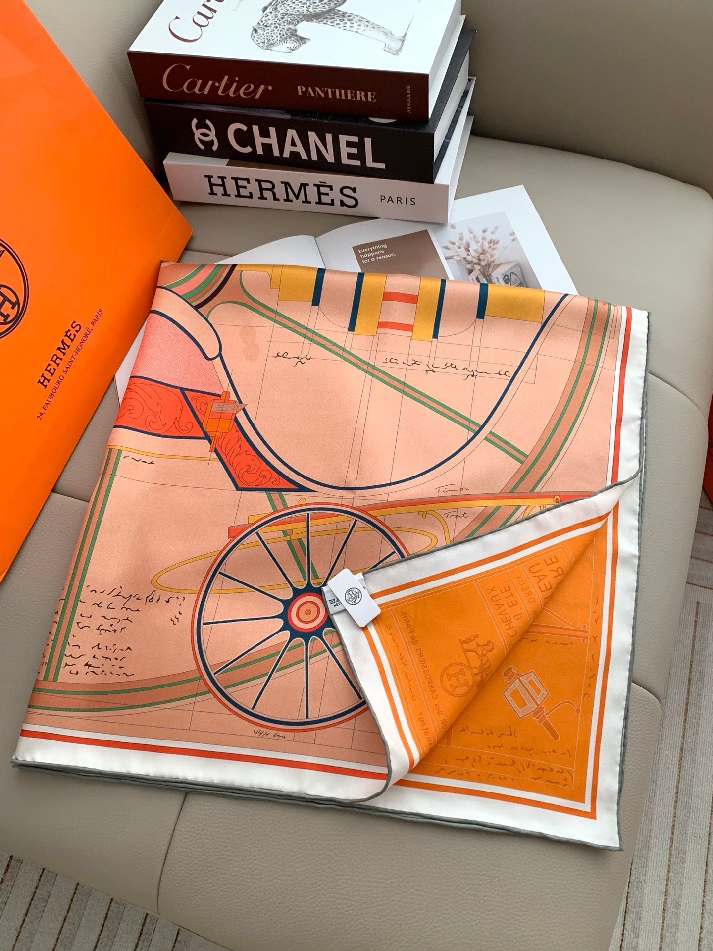 Painting Horse Silk Scarf （Orange）