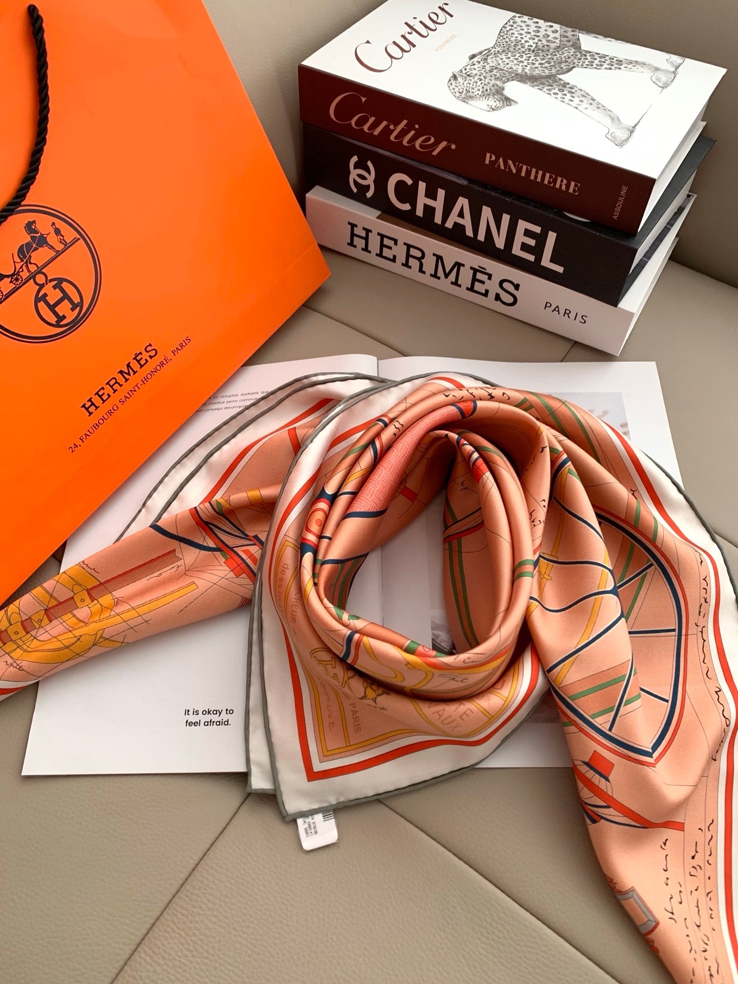 Painting Horse Silk Scarf （Orange）