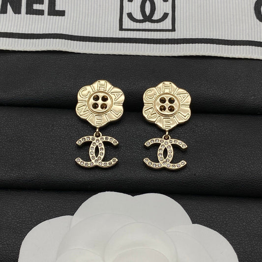 Cute Flower CC Drop Earrings
