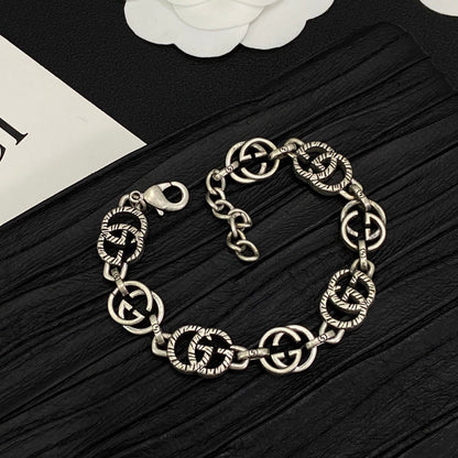 Retro Good Design 3 Set (Earrings+Bracelet +Necklace) - Silver