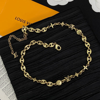 Vintage Love Girl Design 2 Set ( Bracelet +Necklace) - Gold