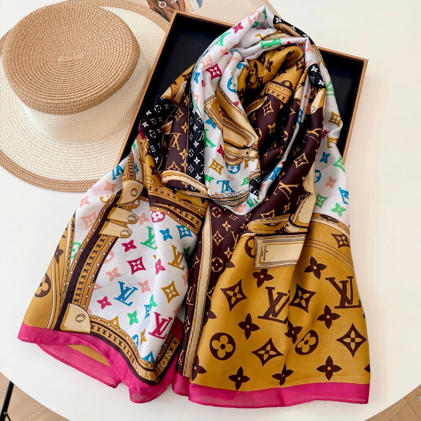 Love Painting Silk Long Scarf