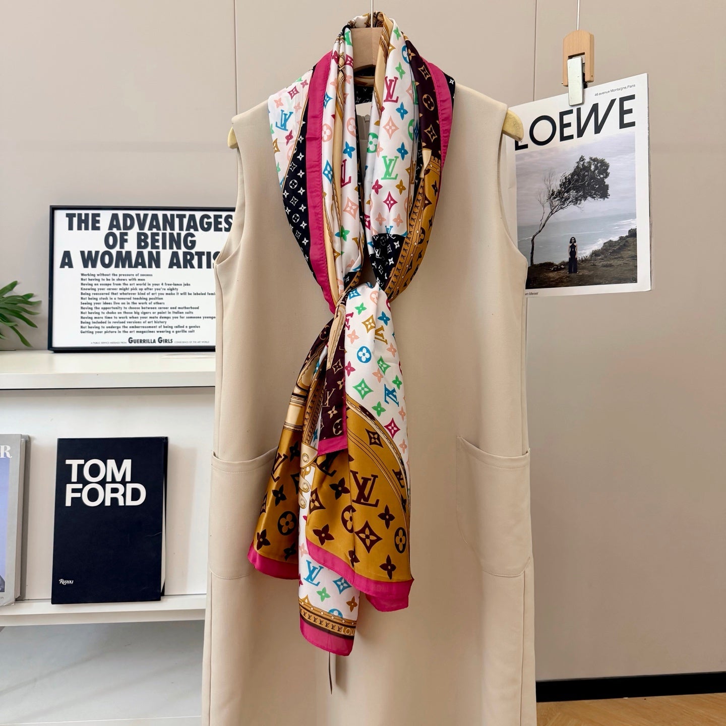 Love Painting Silk Long Scarf