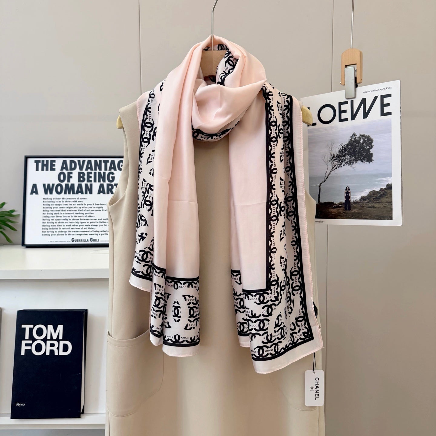 CC Pink Girl Silk Long Scarf
