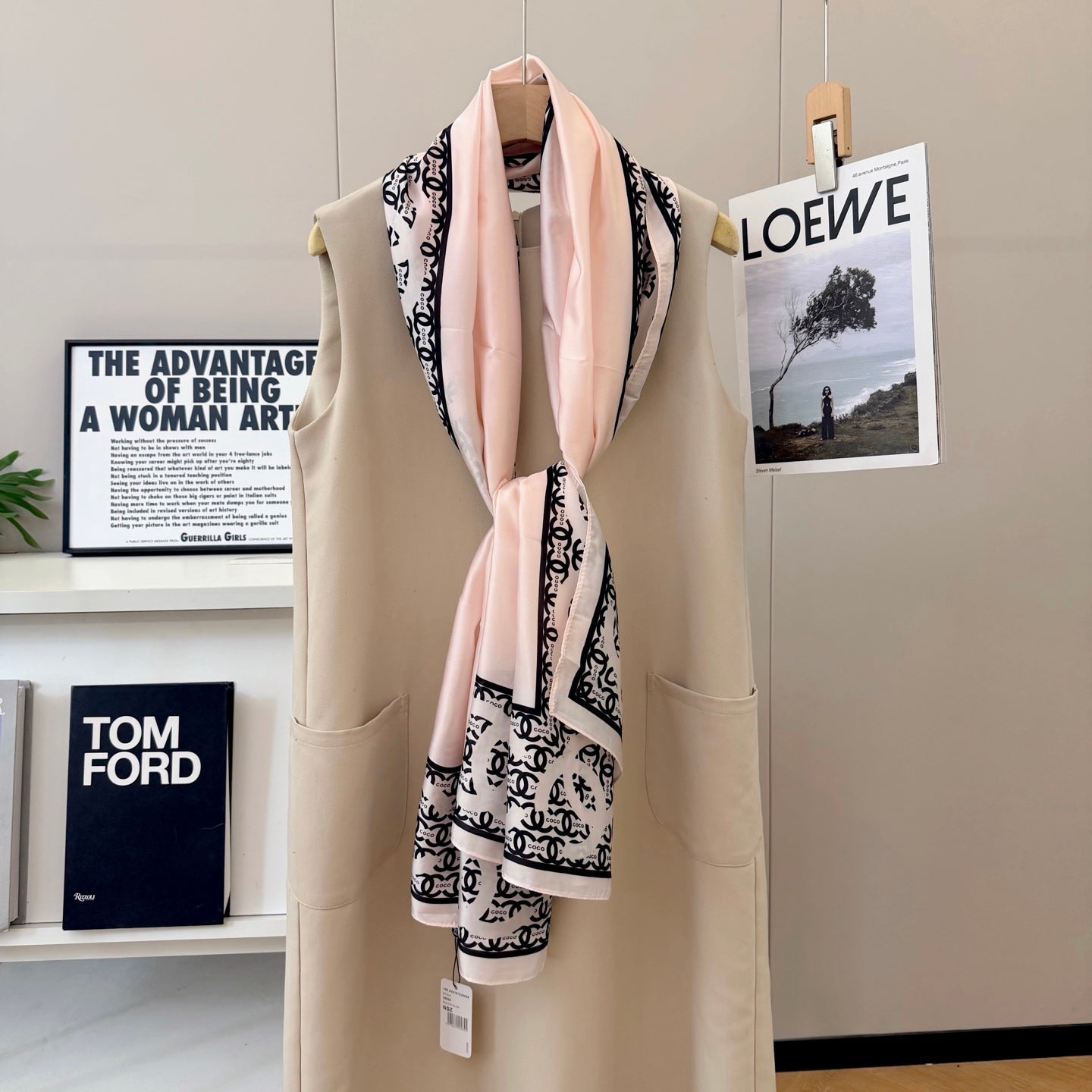 CC Pink Girl Silk Long Scarf