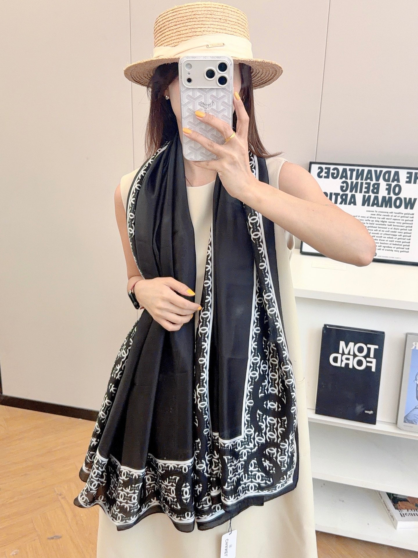 CC Black Girl Silk Long Scarf