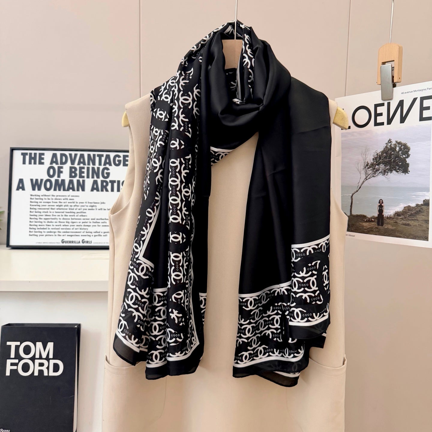 CC Black Girl Silk Long Scarf