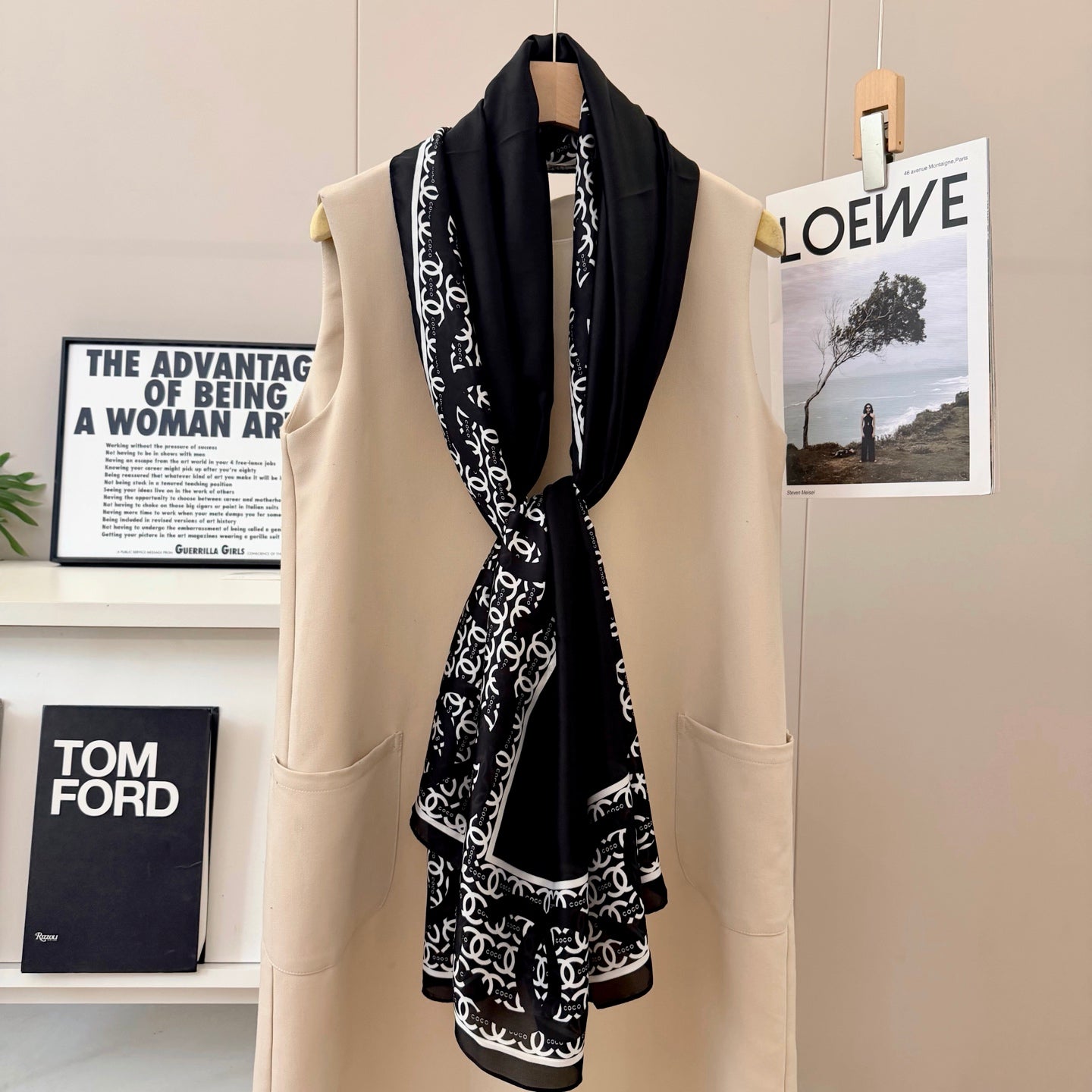 CC Black Girl Silk Long Scarf