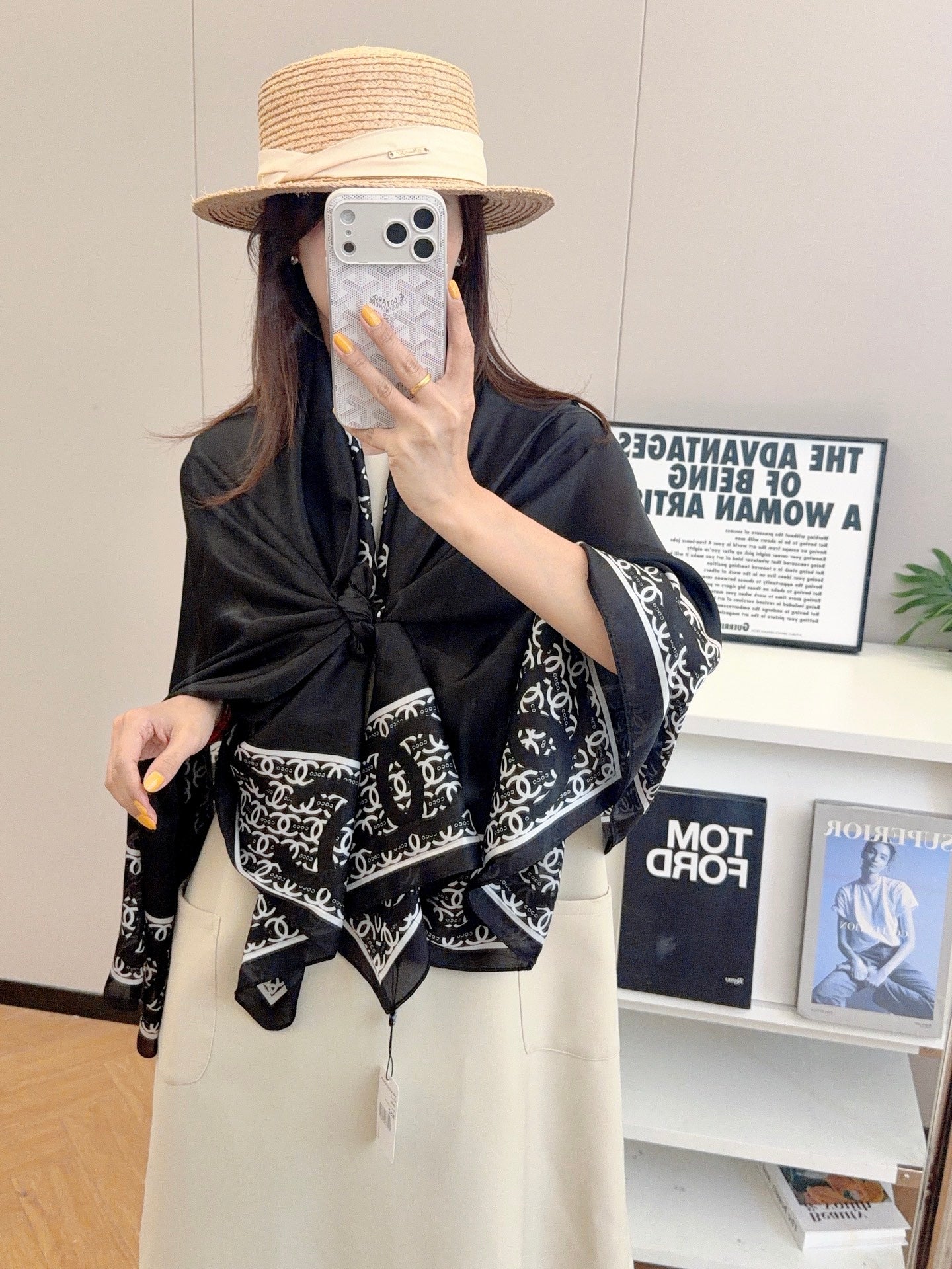 CC Black Girl Silk Long Scarf
